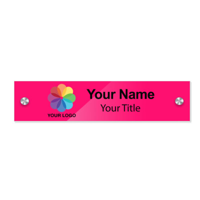  8x2 Neon Pink Glossy Name Plate with Standoffs
