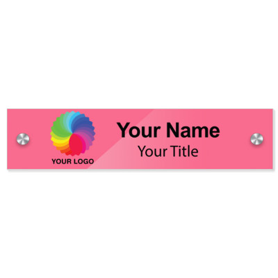  8x2 Light Pink Glossy Name Plate with Standoffs