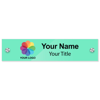  8x2 Teal Glossy Name Plate with Standoffs