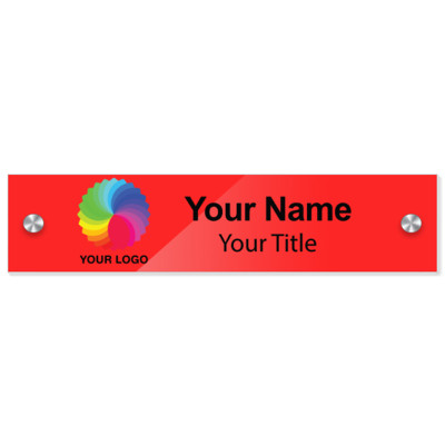  8x2 Red Glossy Name Plate with Standoffs