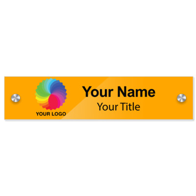  8x2 Orange Glossy Name Plate with Standoffs