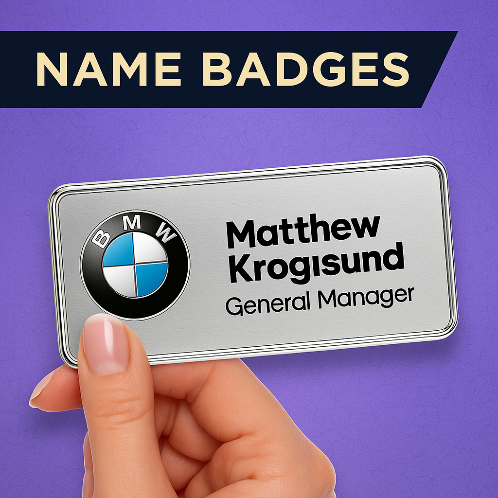 Executive metal name badges