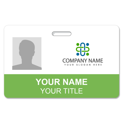 Horizontal Green ID Card Template - Professional design with company logo area