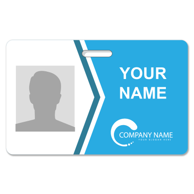 Horizontal Blue ID Card Template - Corporate style with clean layout