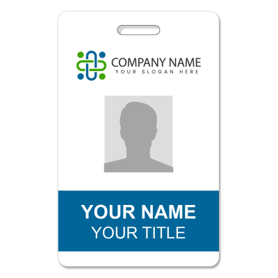 Vertical Dark Blue ID Card Template - Professional vertical orientation