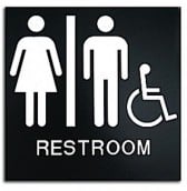 8x8 ADA Unisex Wheelchair Restroom Sign with Braille.