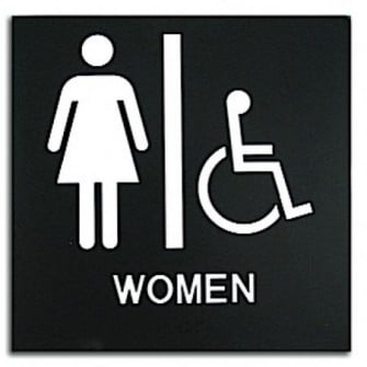 8x8 ADA Women/Wheelchair Restroom Sign with Braille.