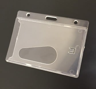 Clear Hard Plastic ID Card Holder - Horizontal