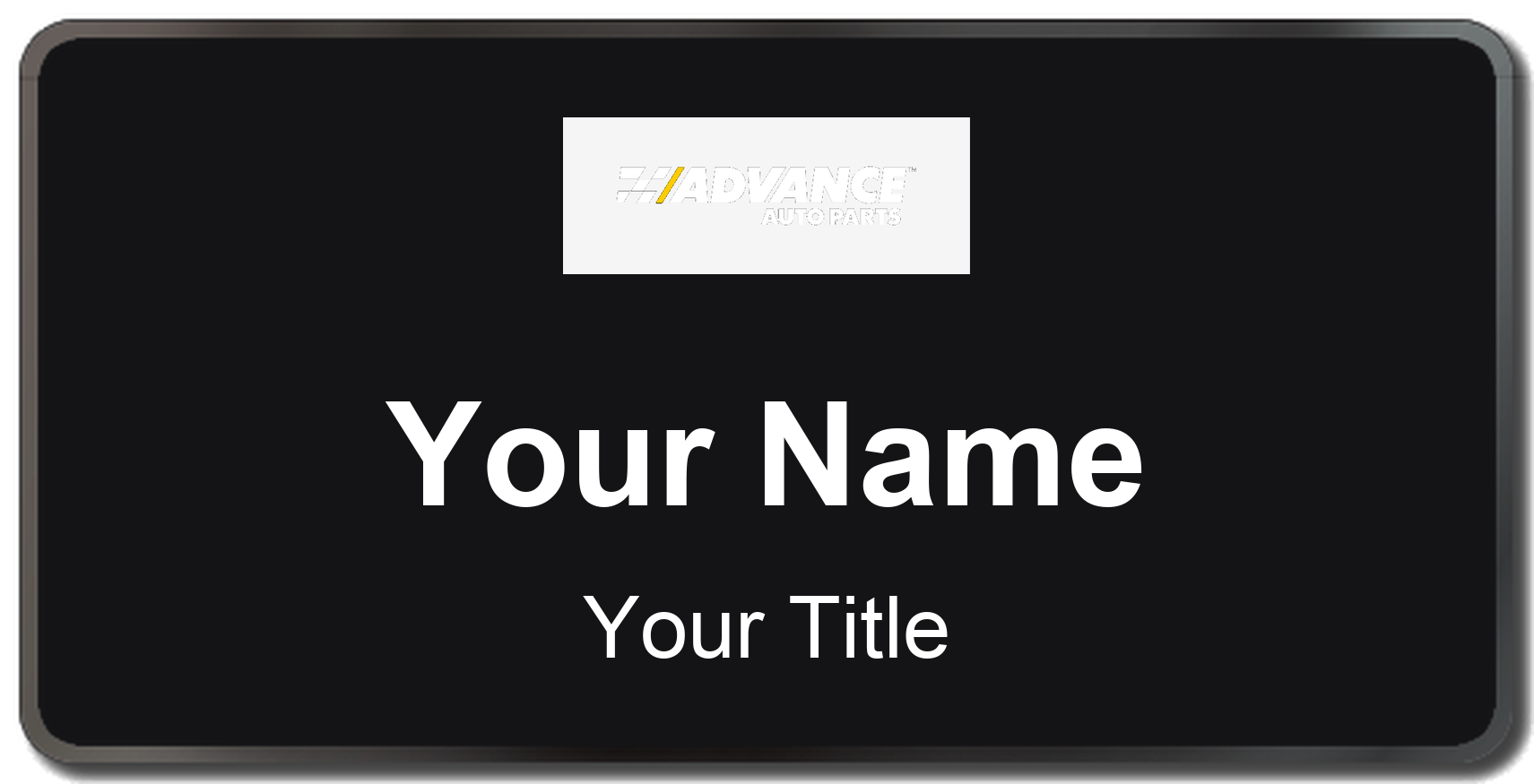 Advance Auto Parts Name Badge, Black, Black Border 3" × 1.5"