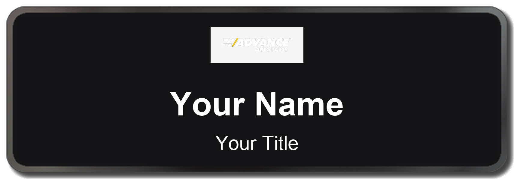 Advance Auto Parts Name Badge, Black, Black Border 3" × 1"