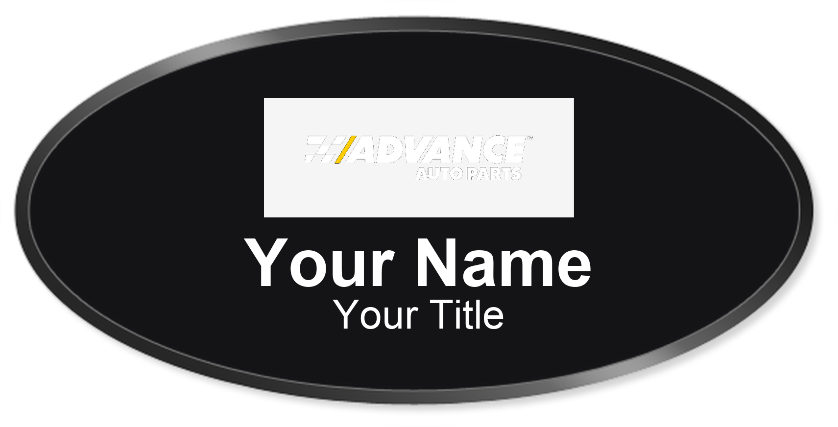 Advance Auto Parts Name Badge, Black, Black Border Oval 3" × 1.5"