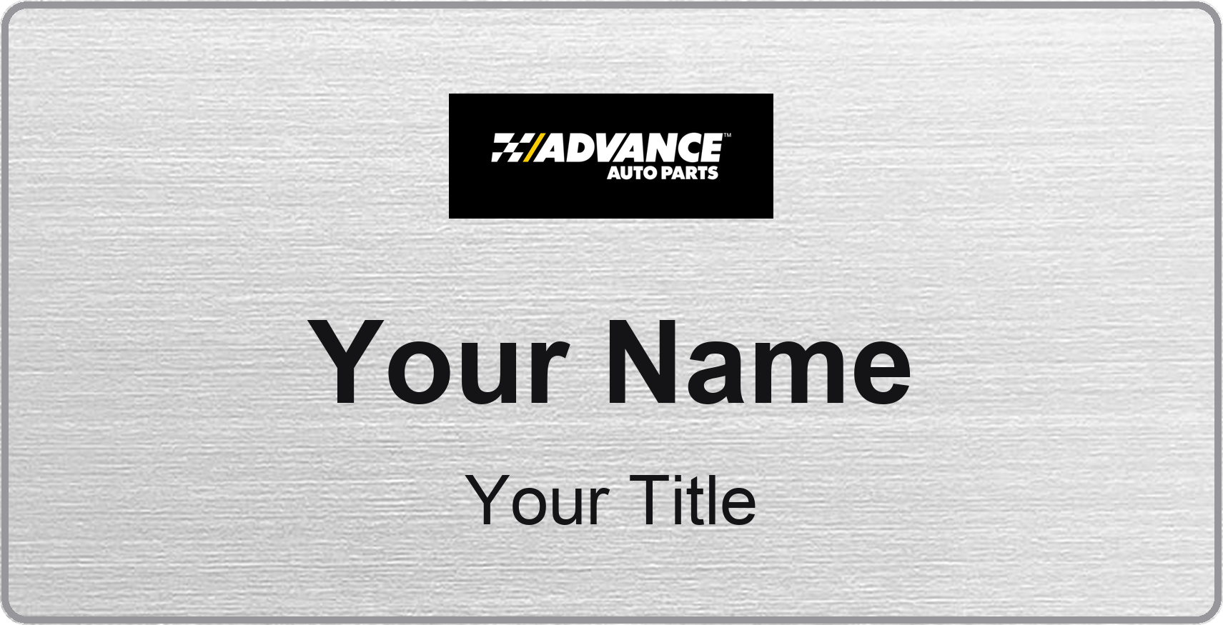 Advance Auto Parts Name Badge, Silver Metallic, No Border 3" × 1.5"