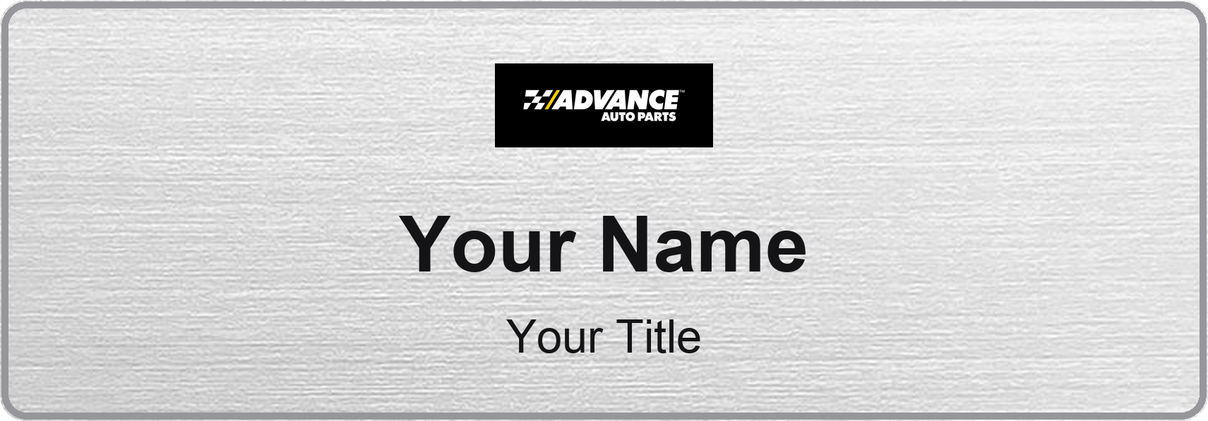 Advance Auto Parts Name Badge, Silver Metallic, No Border 3" × 1"