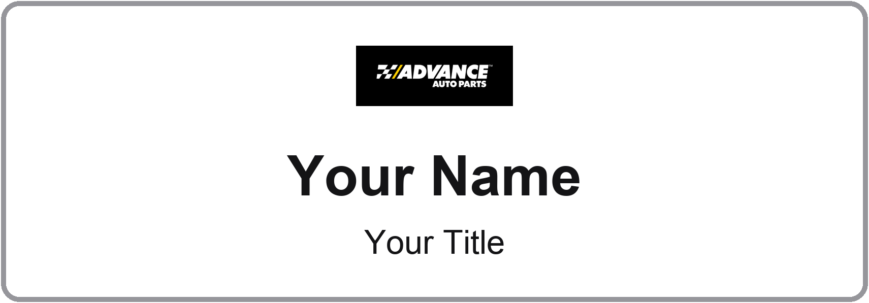 Advance Auto Parts Name Badge, Silver Metallic, No Border 3" × 1"