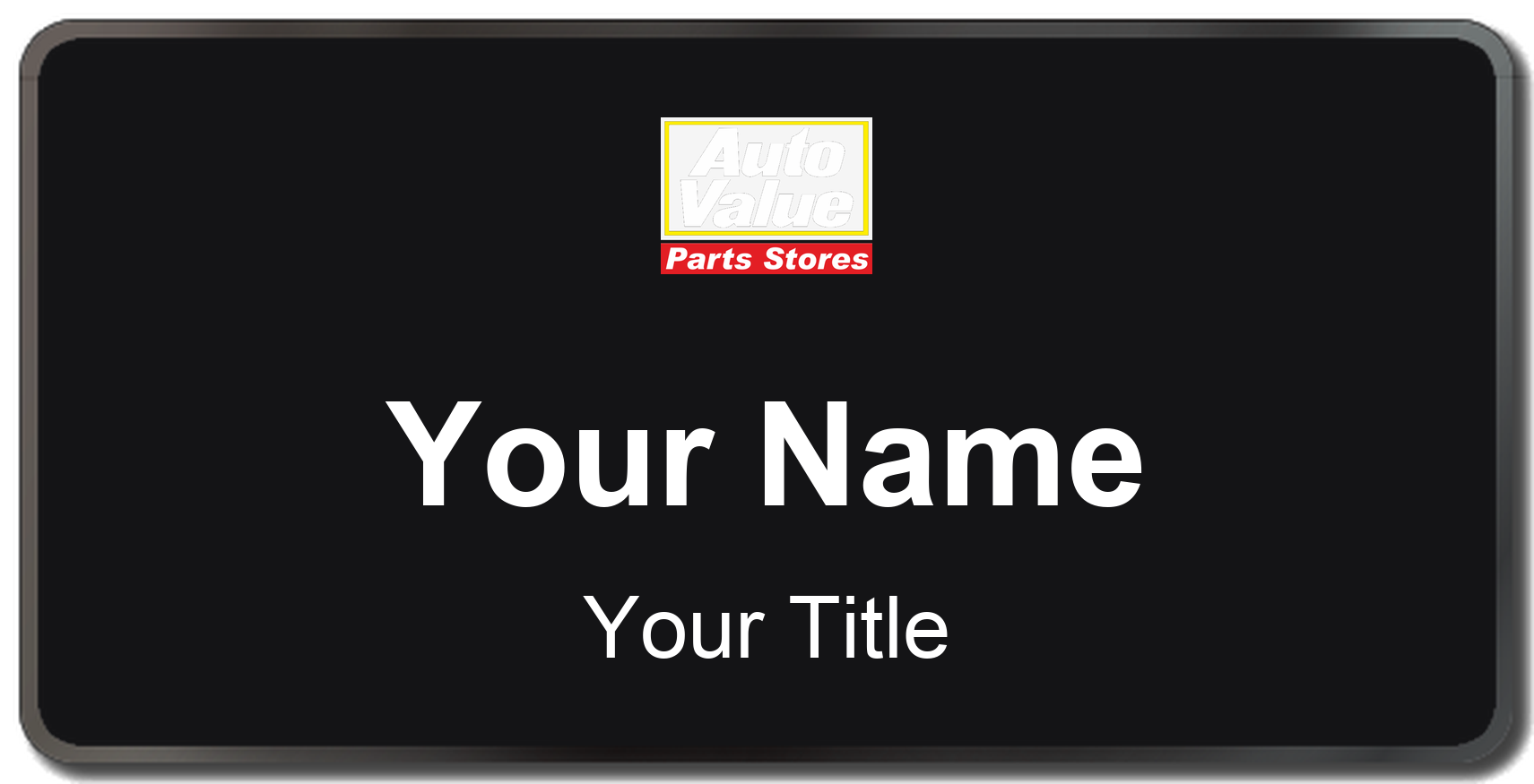Auto Value Name Badge, Black, Black Border 3" × 1.5"