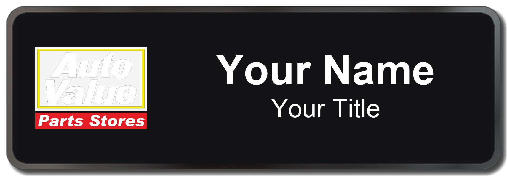 Auto Value Name Badge, Black, Black Border 3" × 1"