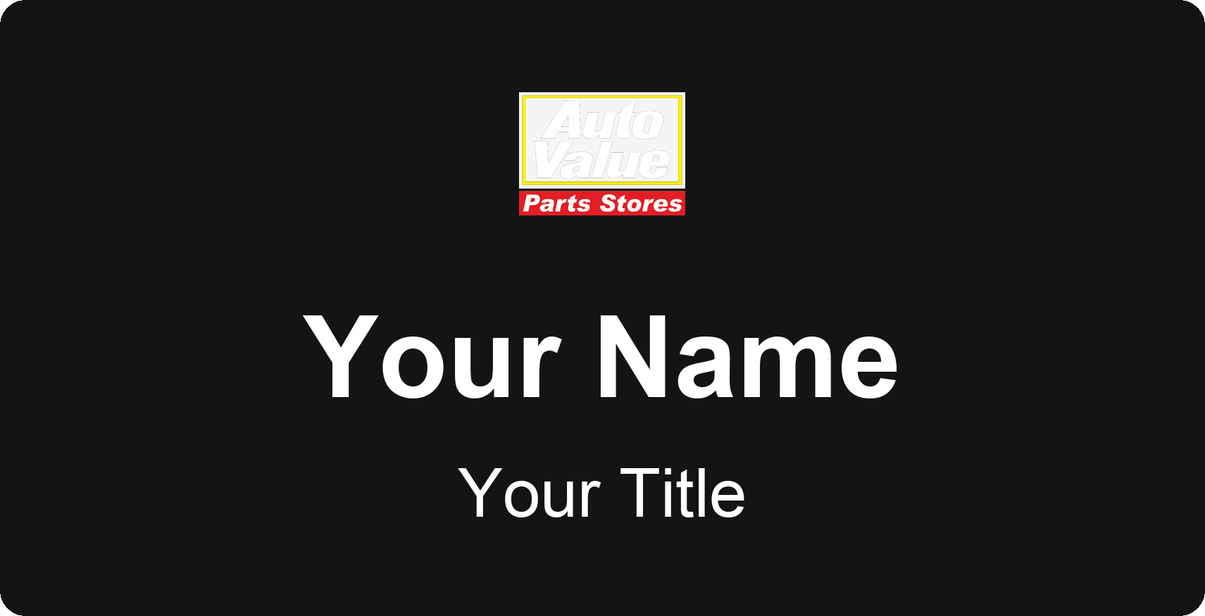 Auto Value Name Badge, Black, No Border 3" × 1.5"