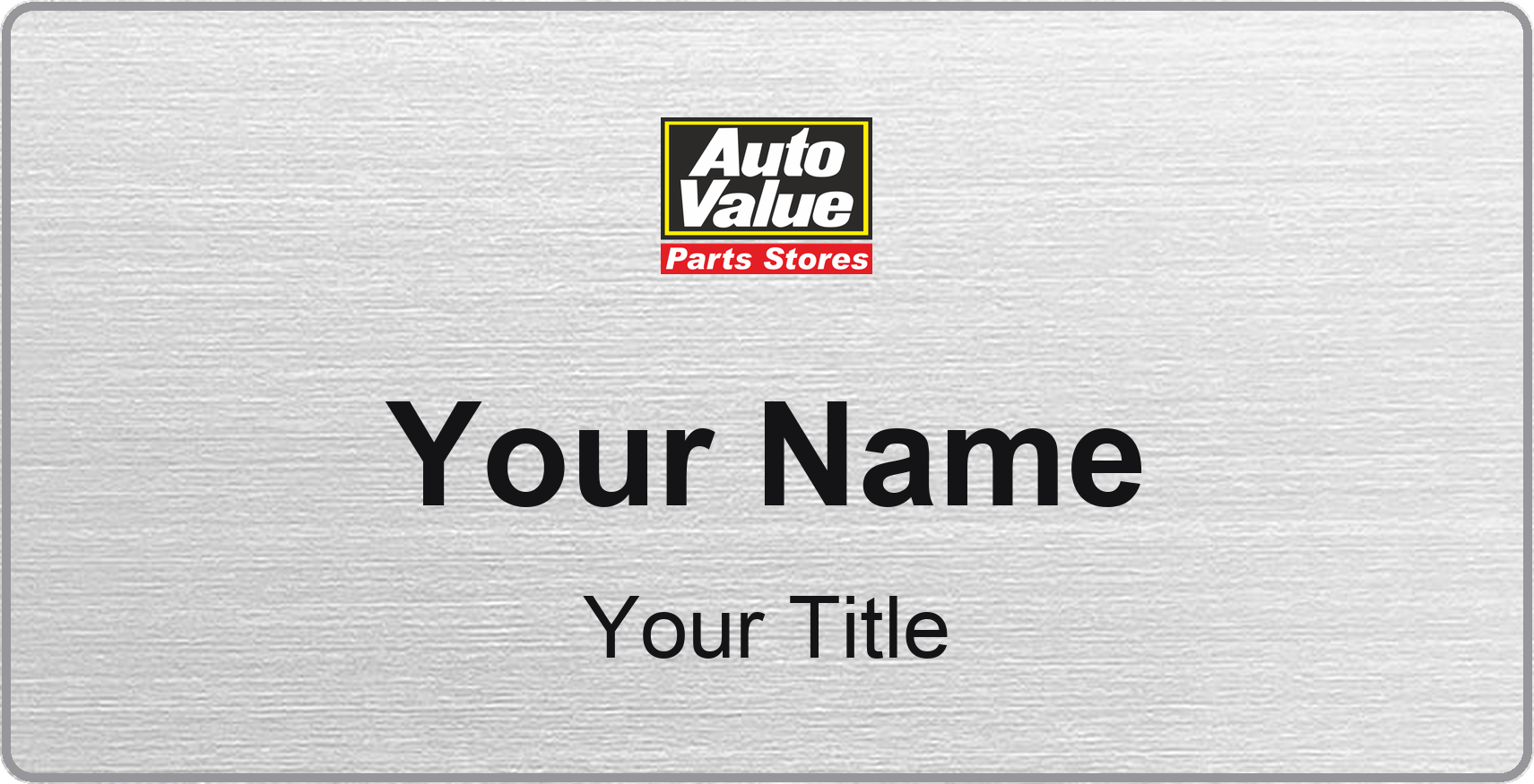 Auto Value Name Badge, Silver Metallic, No Border 3" × 1.5"