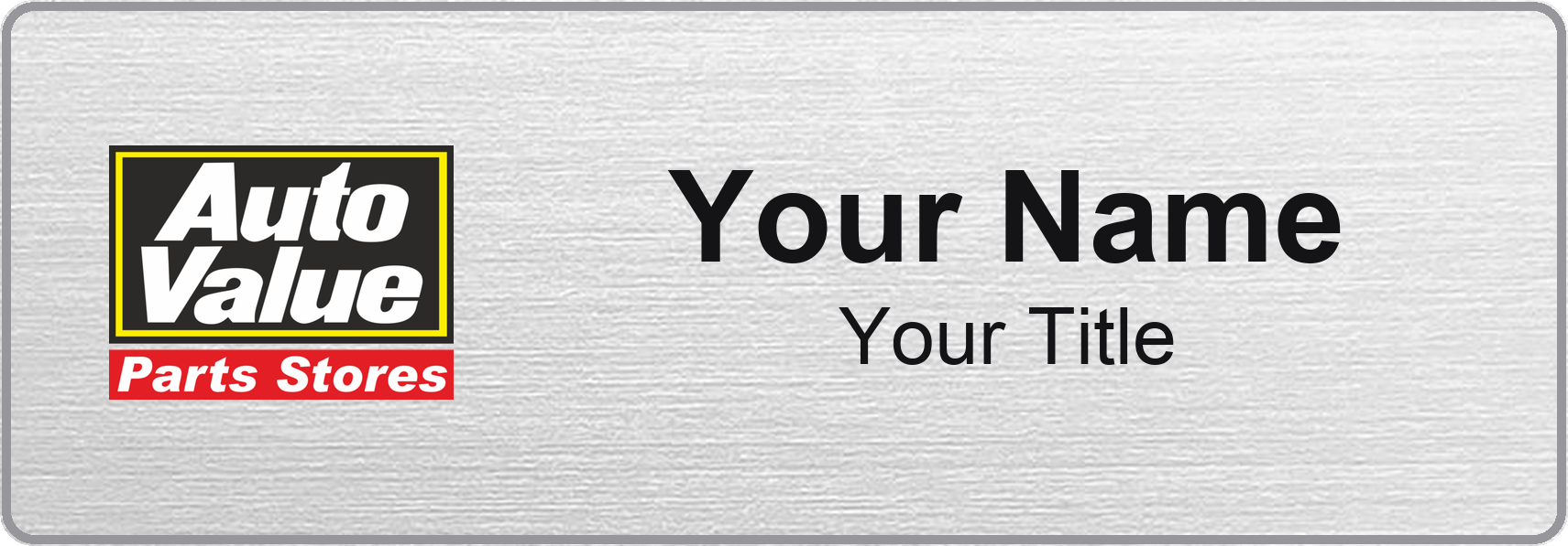 Auto Value Name Badge, Silver Metallic, No Border 3" × 1"