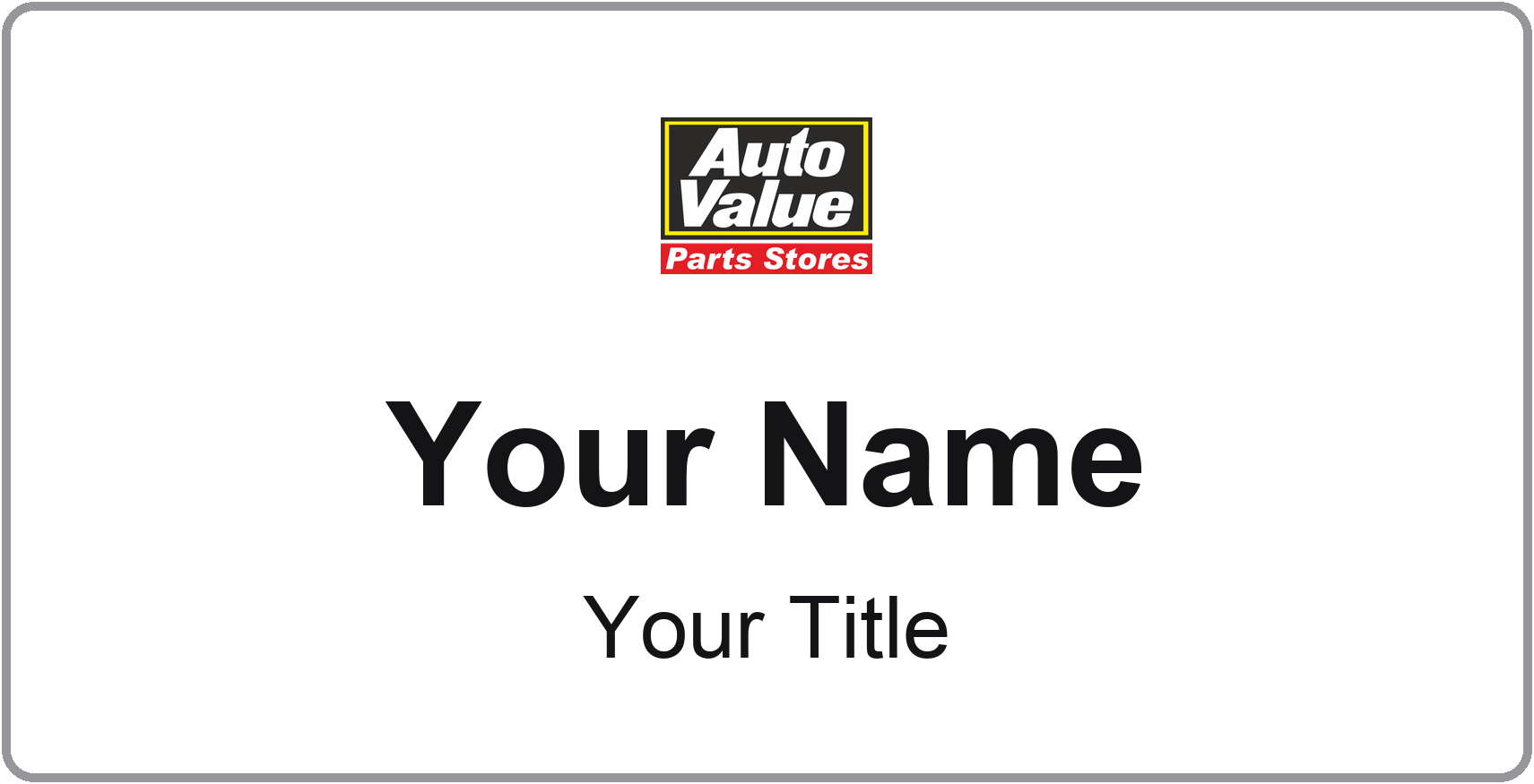 Auto Value Name Badge, Silver Metallic, No Border 3" × 1.5"