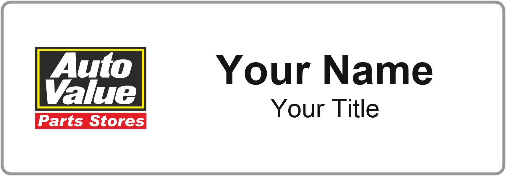 Auto Value Name Badge, Silver Metallic, No Border 3" × 1"