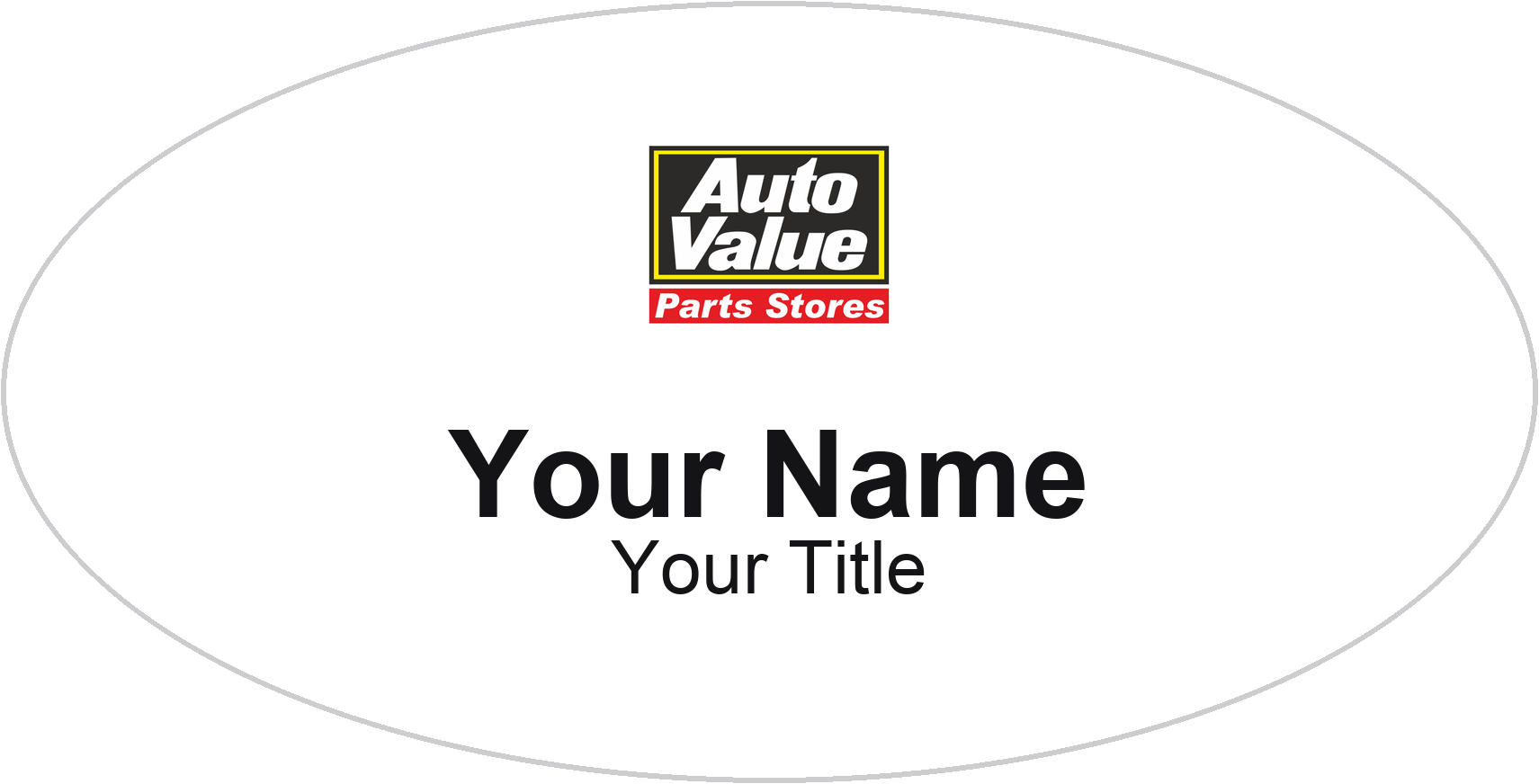 Auto Value auto parts store name badge White, No Border