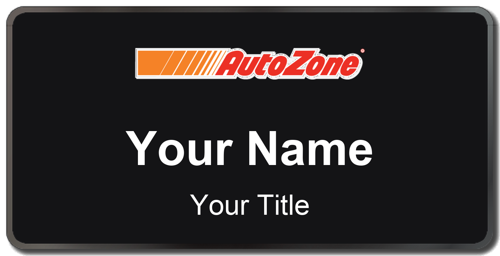 AutoZone Name Badge, Black, Black Border 3" × 1.5"