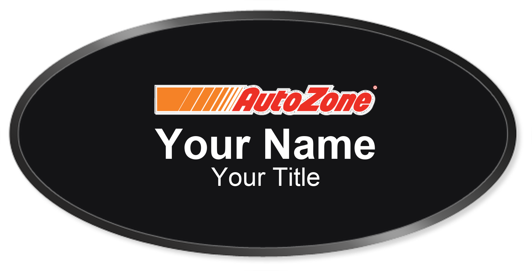 AutoZone Name Badge, Black, Black Border Oval 3" × 1.5"