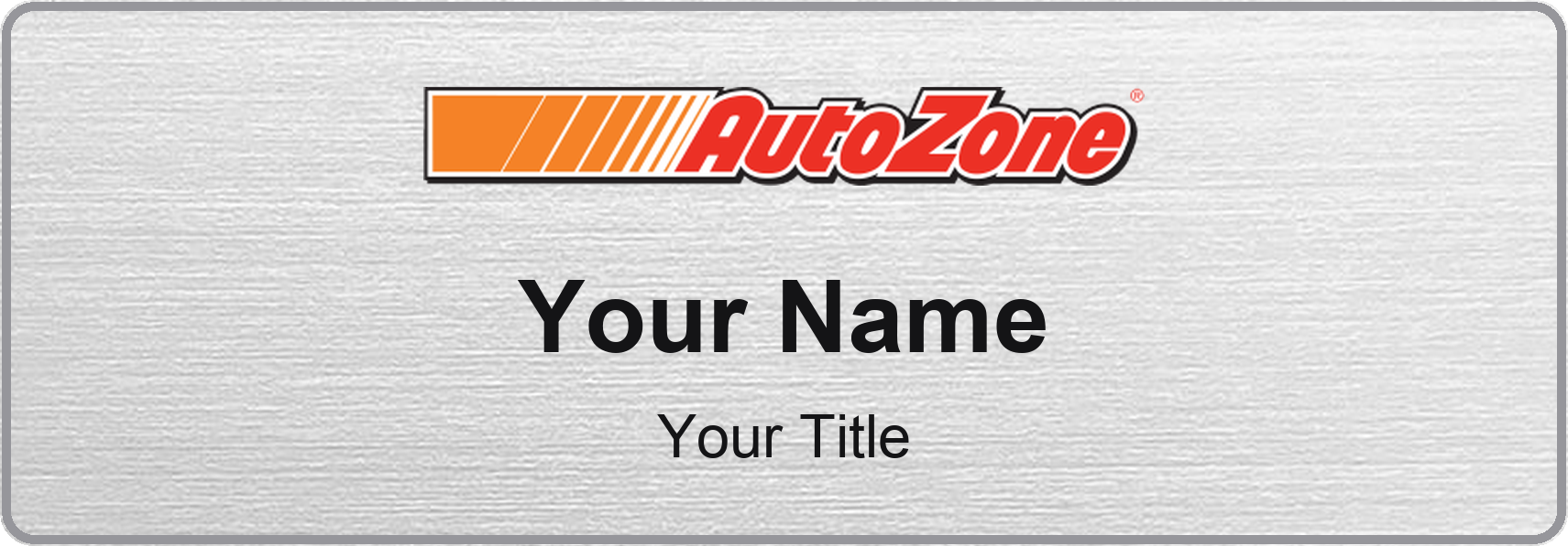 AutoZone Name Badge, Silver Metallic, No Border 3" × 1"