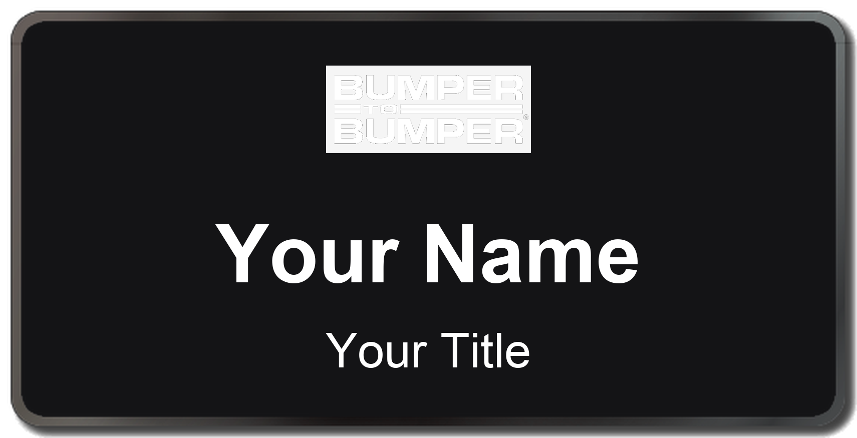 Bumper to Bumper auto parts store name badge Black, Black Border