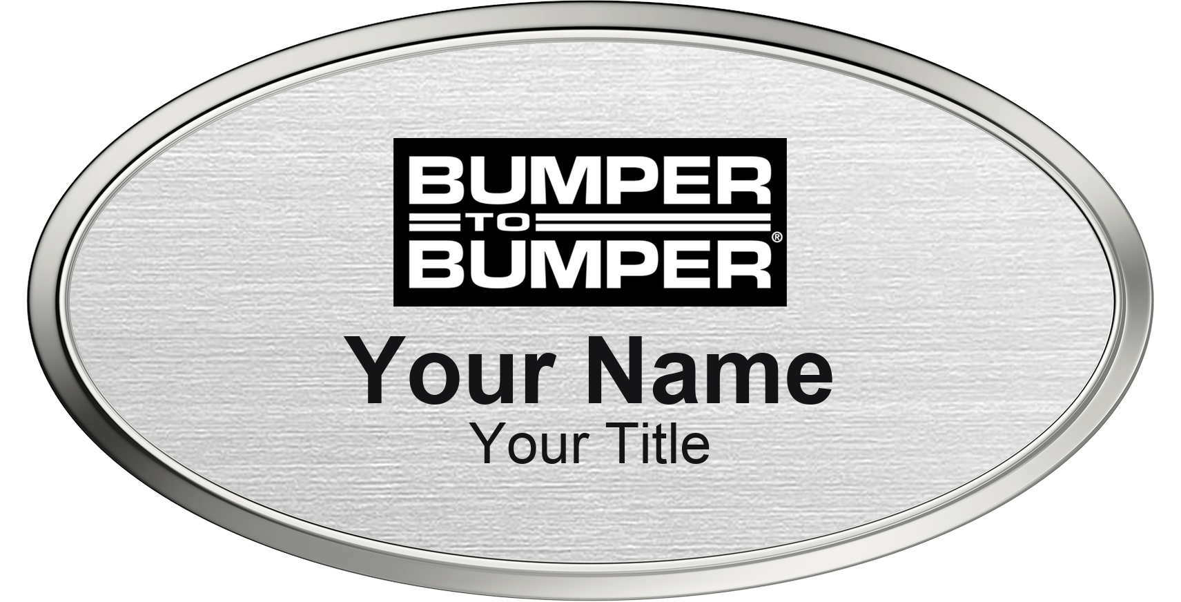 Bumper to Bumper auto parts store name badge Silver Metallic, Silver Border