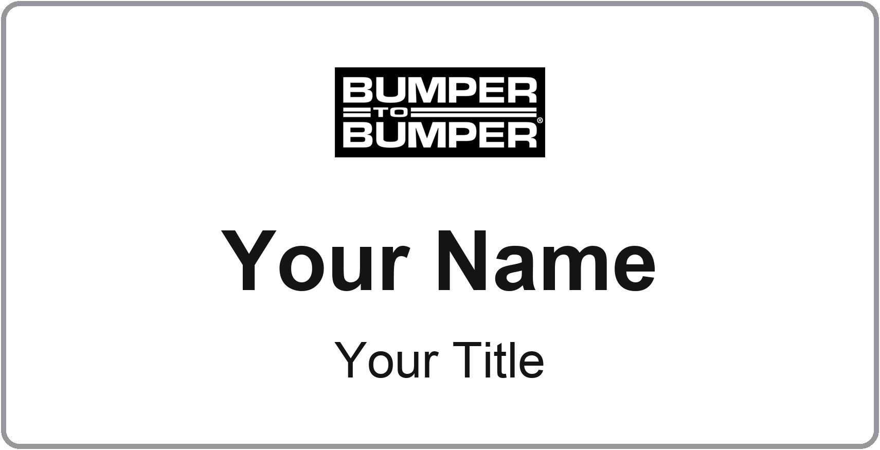 Bumper to Bumper auto parts store name badge Silver Metallic, No Border