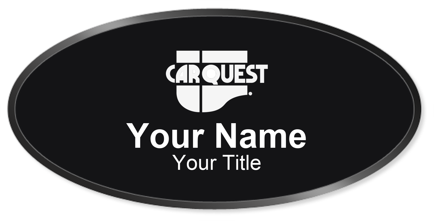 Carquest Name Badge, Black, Black Border Oval 3" × 1.5"