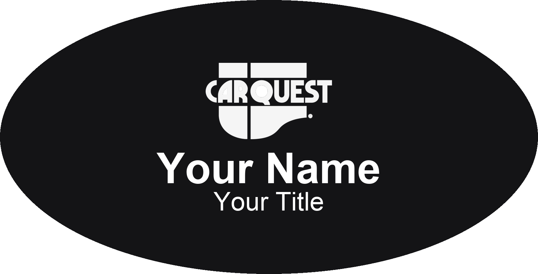 Carquest Name Badge, Black, No Border Oval 3" × 1.5"