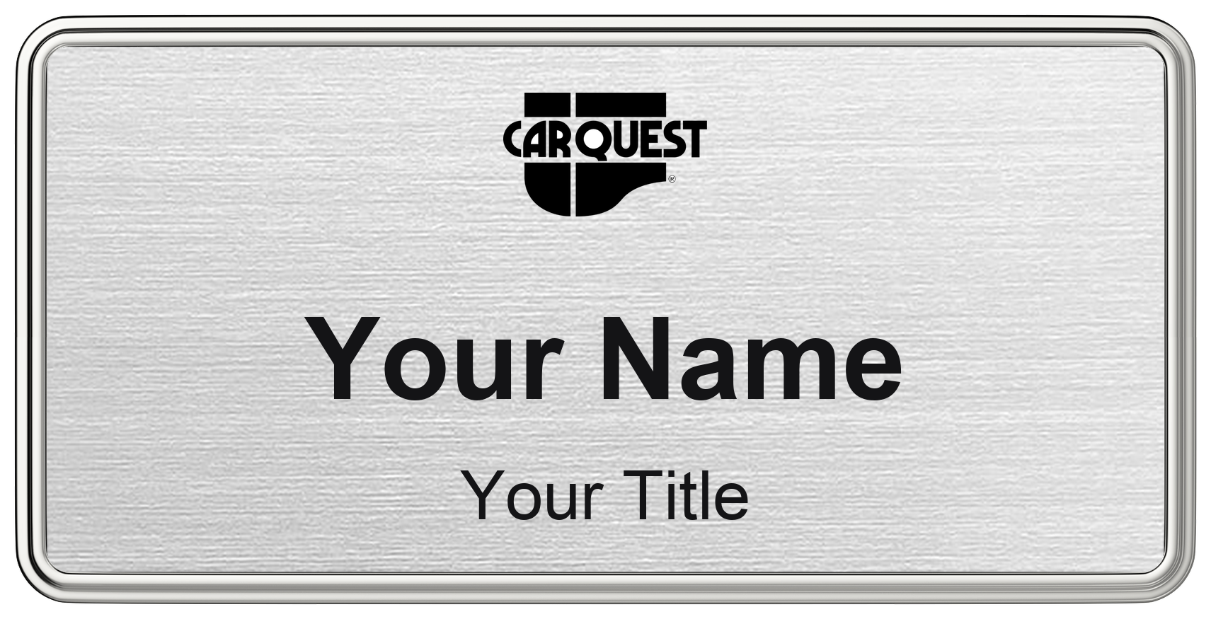 Carquest Name Badge, Silver Metallic, Silver Border 3" × 1.5"