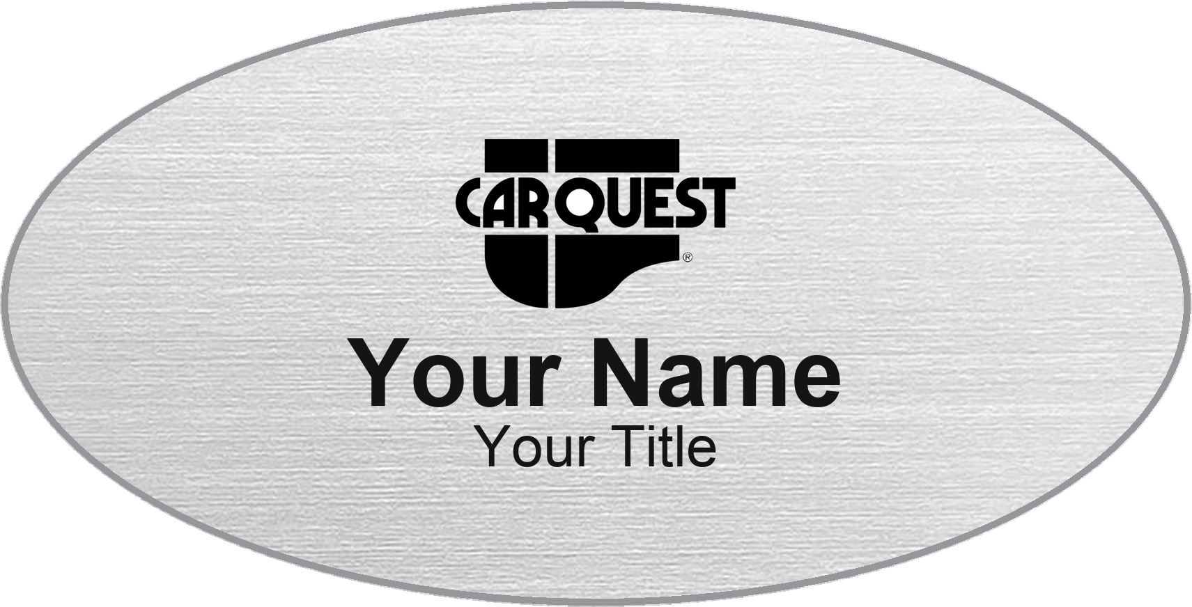 Carquest Name Badge, Silver Metallic, No Border Oval 3" × 1.5"