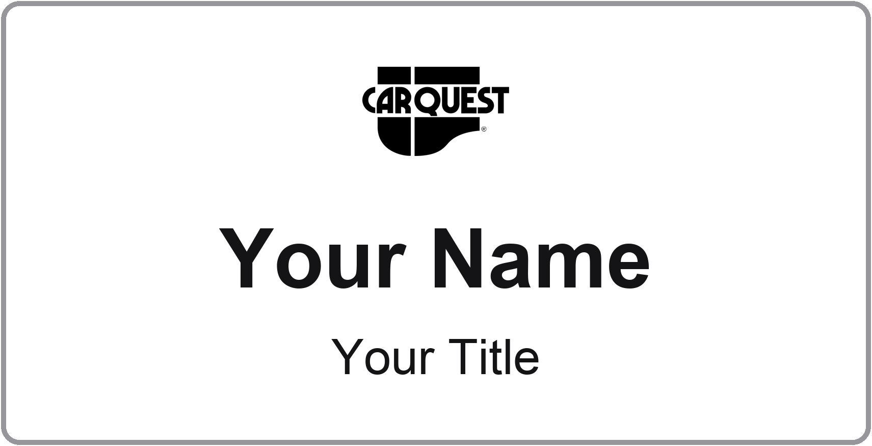 Carquest Name Badge, Silver Metallic, No Border 3" × 1.5"