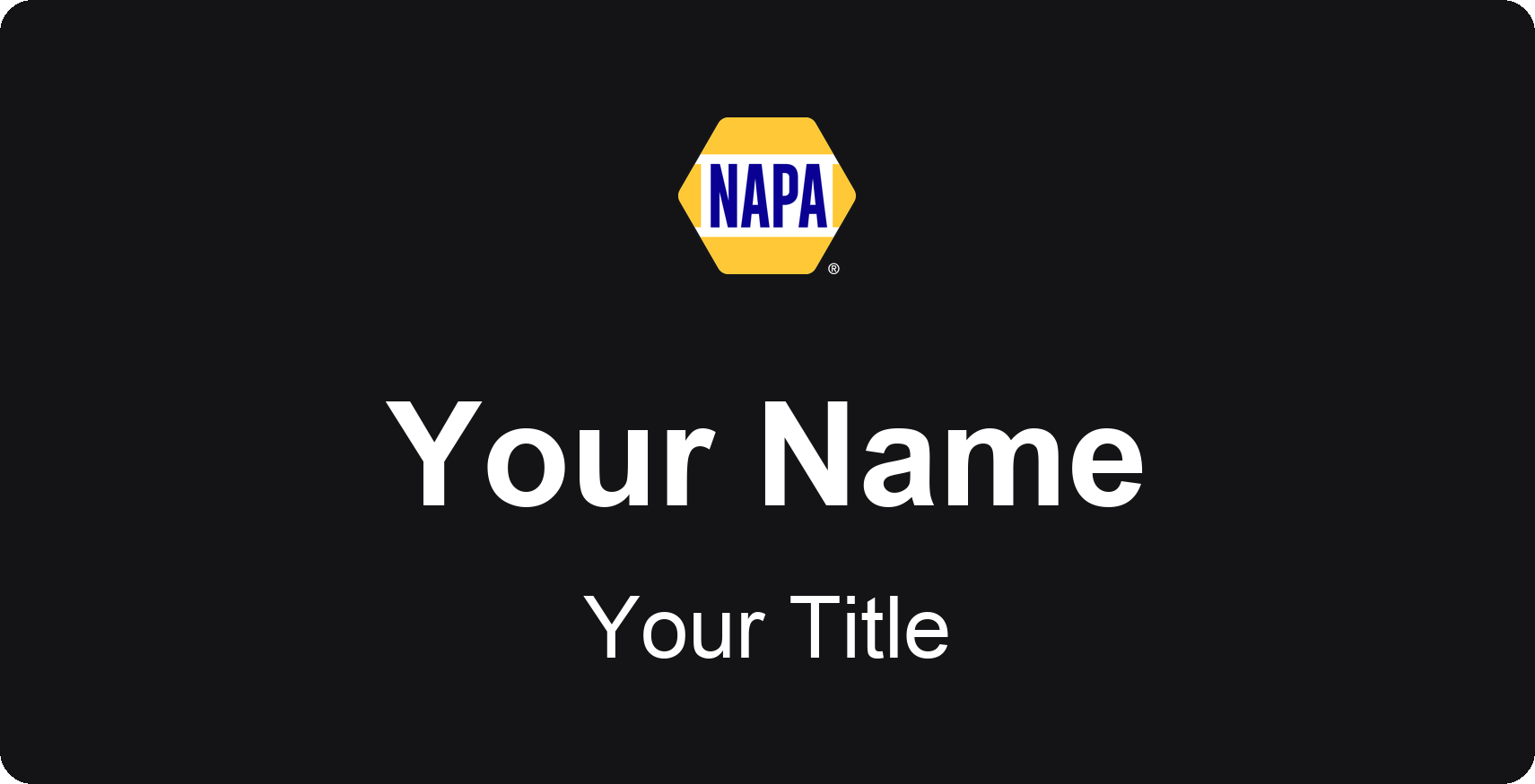 NAPA Auto Parts Name Badge, Black, No Border 3" × 1.5"