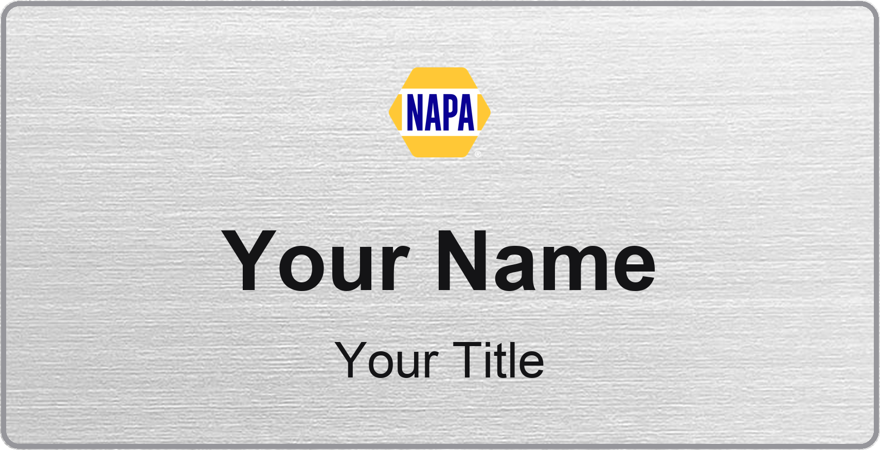 NAPA Auto Parts Name Badge, Silver Metallic, No Border 3" × 1.5"