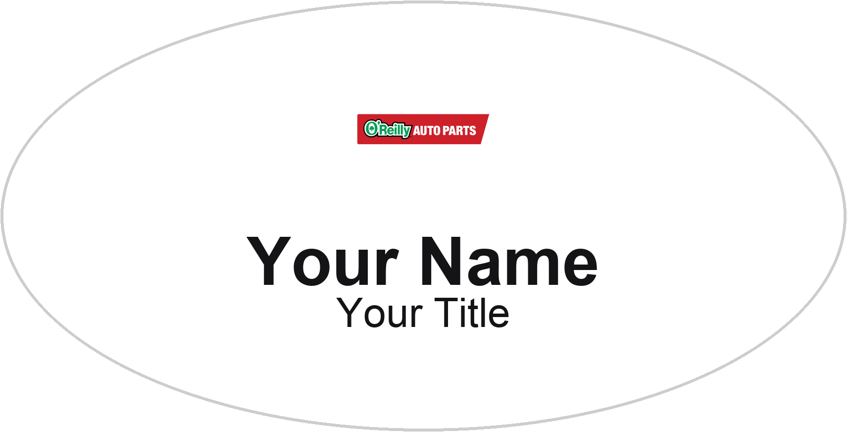 O'Reilly Auto Parts auto parts store name badge White, No Border
