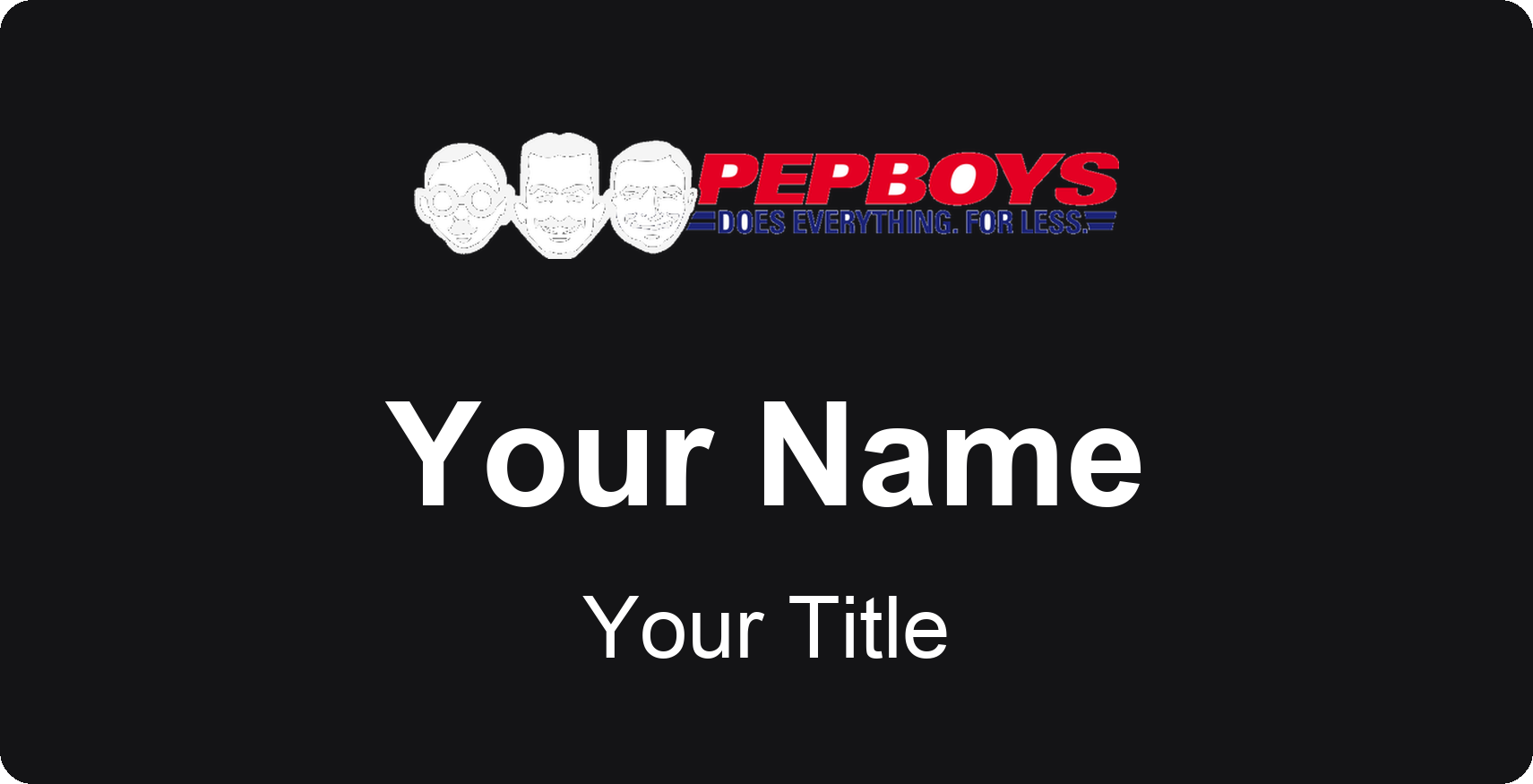 Pep Boys auto parts store name badge Black, No Border