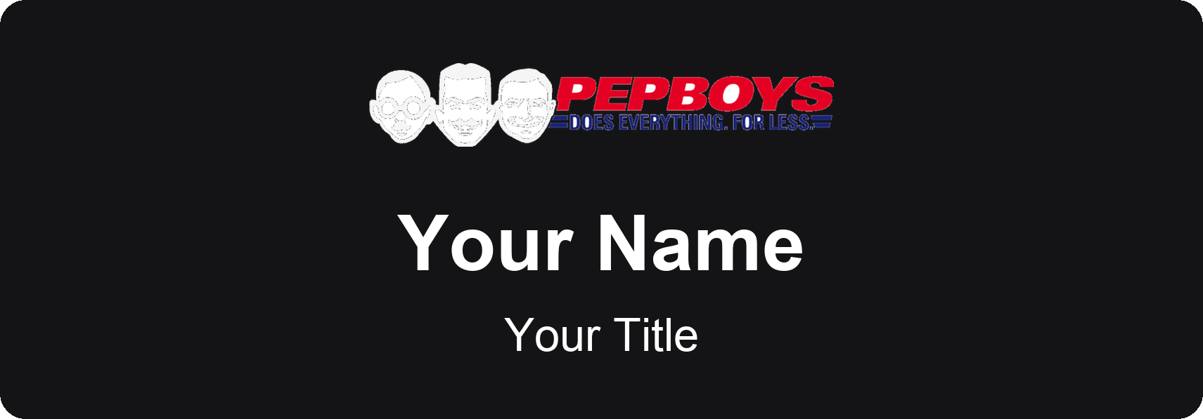 Pep Boys auto parts store name badge Black, No Border