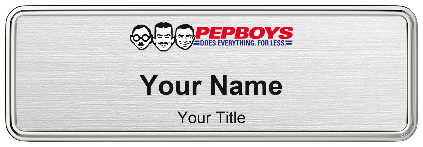 Pep Boys auto parts store name badge