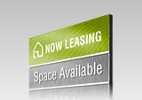 Now Leasing retractable pull-up banner display