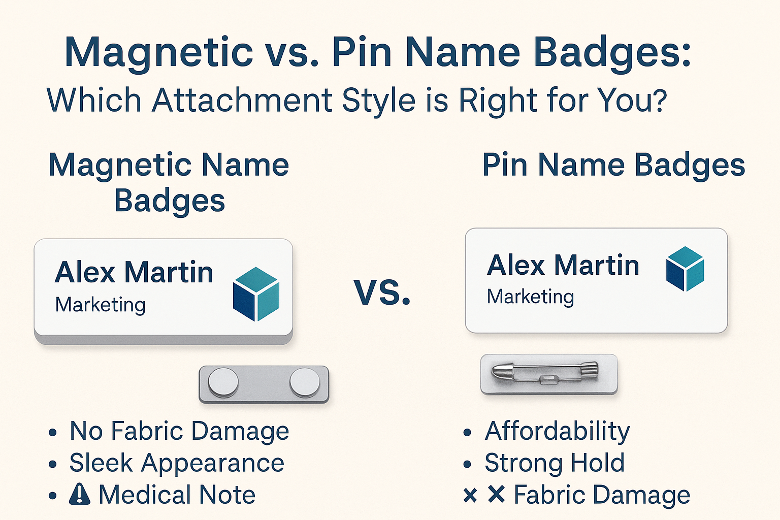 Magnetic vs. Pin Name Badges: Which Attachment Style is Right for You? | NameBadge.com