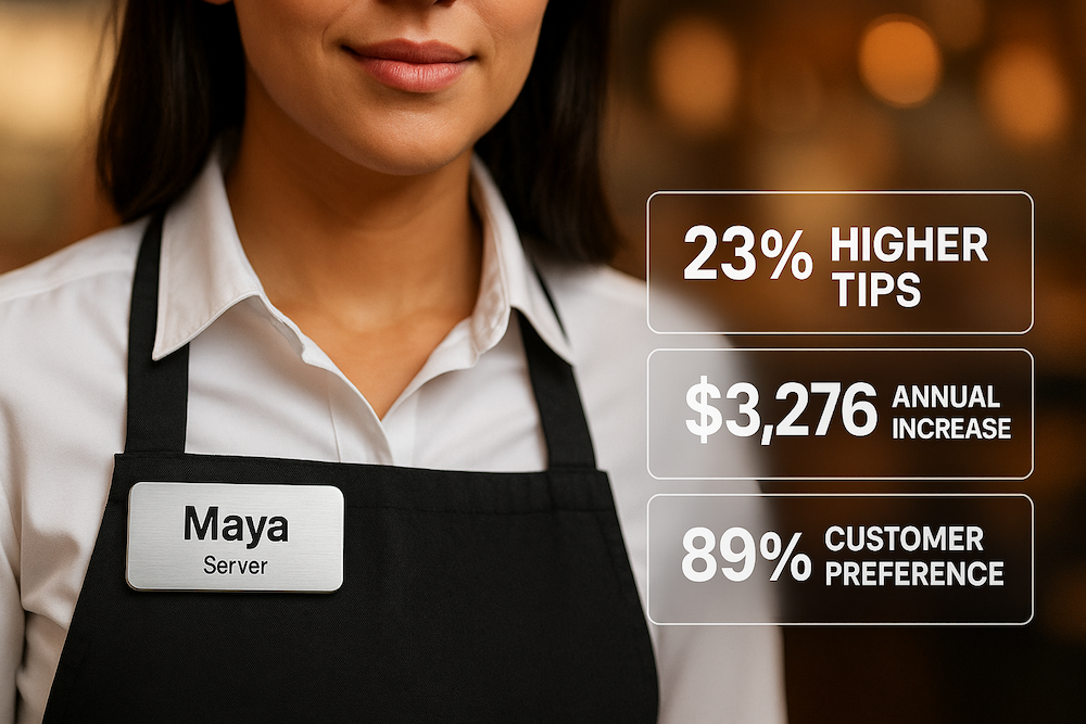 Restaurant Servers Earn 23% Higher Tips With Name Badges Research Study NameBadge.com