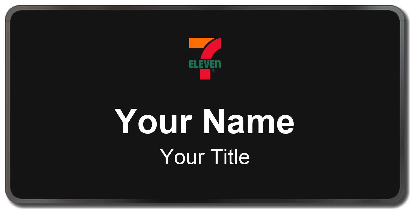 7-Eleven Name Badge, Black, Black Border 3" × 1.5"