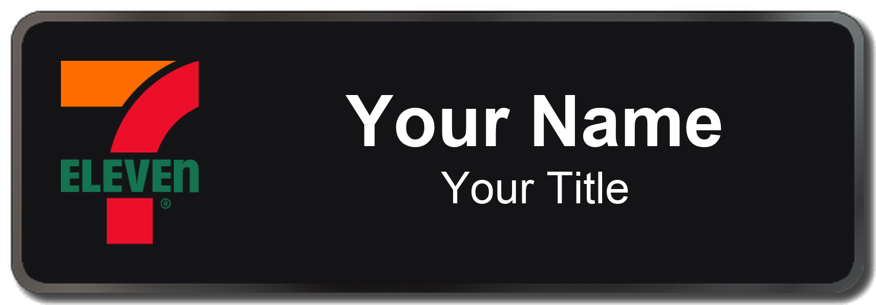 7-Eleven Name Badge, Black, Black Border 3" × 1"