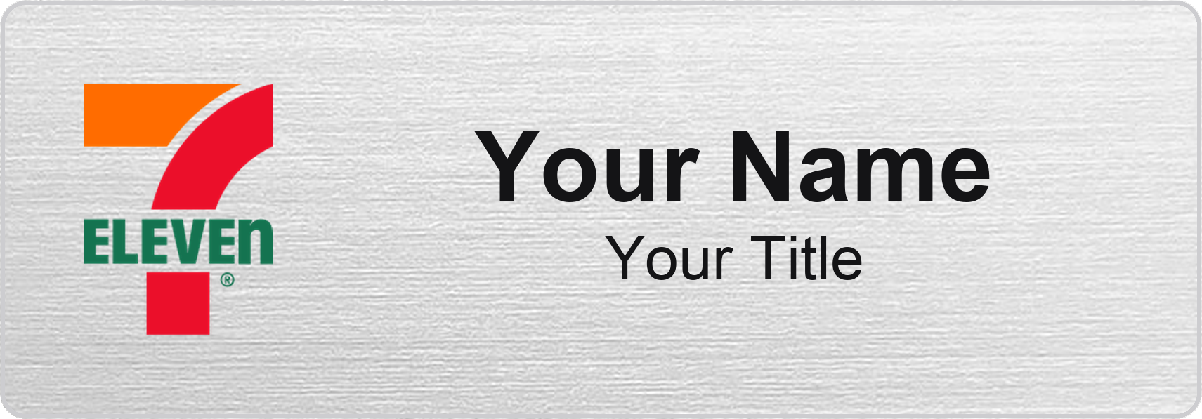 7-Eleven Name Badge, Silver Metallic, No Border 3" × 1"