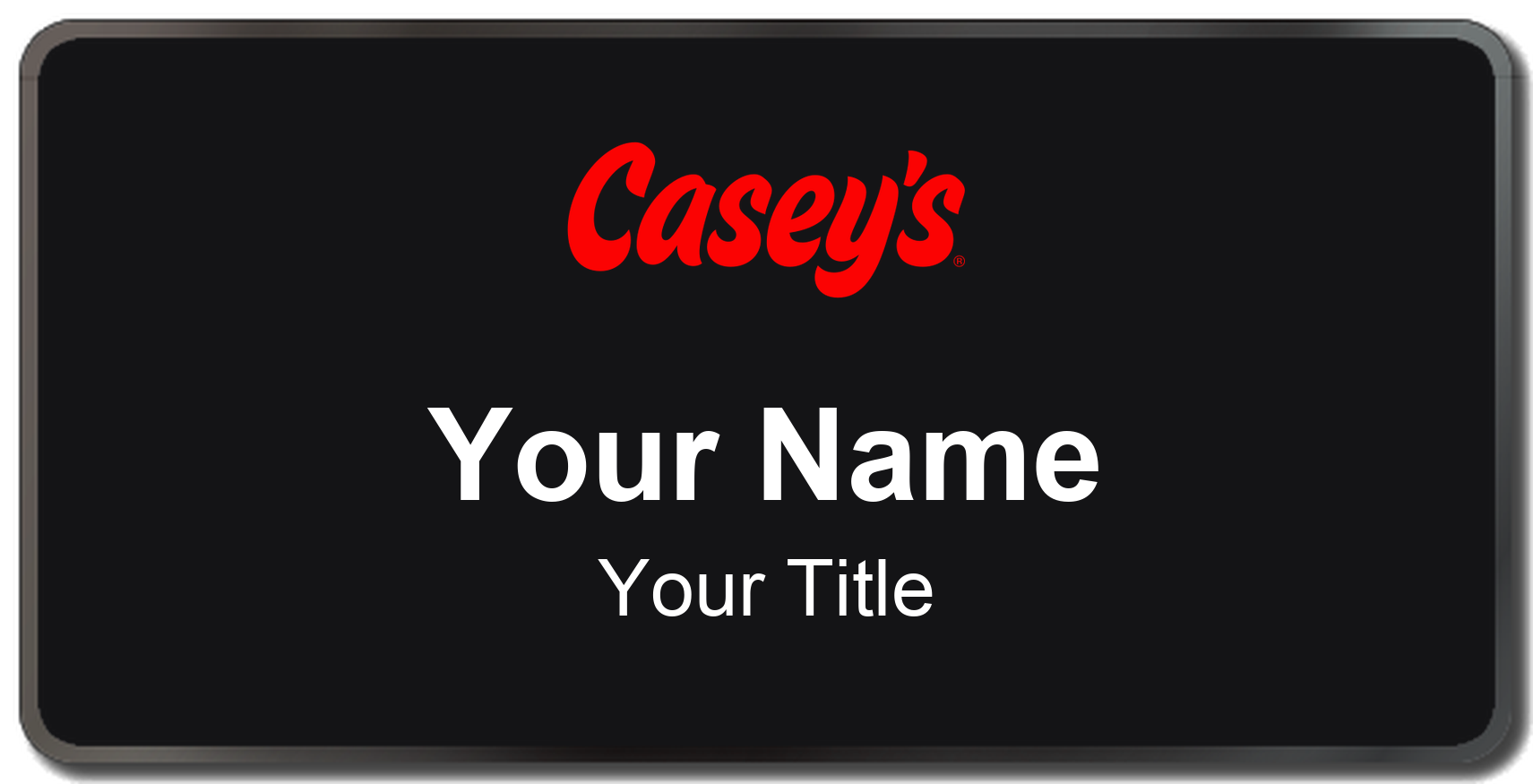 Casey's Name Badge, Black, Black Border 3" × 1.5"